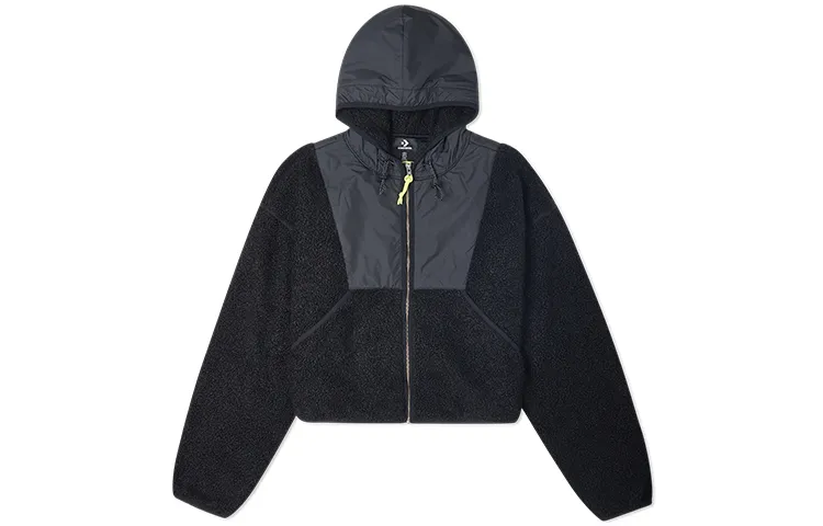 Converse Velvet Jackets Women's Black Hooded Moderate Straight Fit