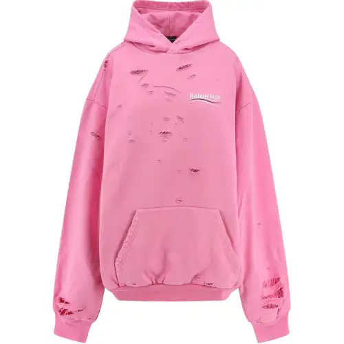 Balenciaga Logo Printed Distressed Hoodie