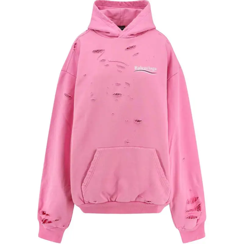 Balenciaga Logo Printed Distressed Hoodie