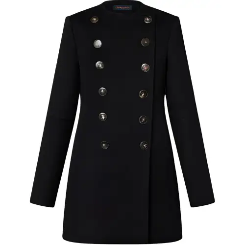 Lv Horn Button Pleat Coat