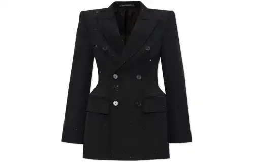Balenciaga Double-breasted Rhinestone-embellished Blazer