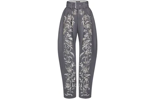 LOUIS VUITTON New Quarterly Products Of LV Casual Pants Women's Gray Moderate Wide Leg Pants