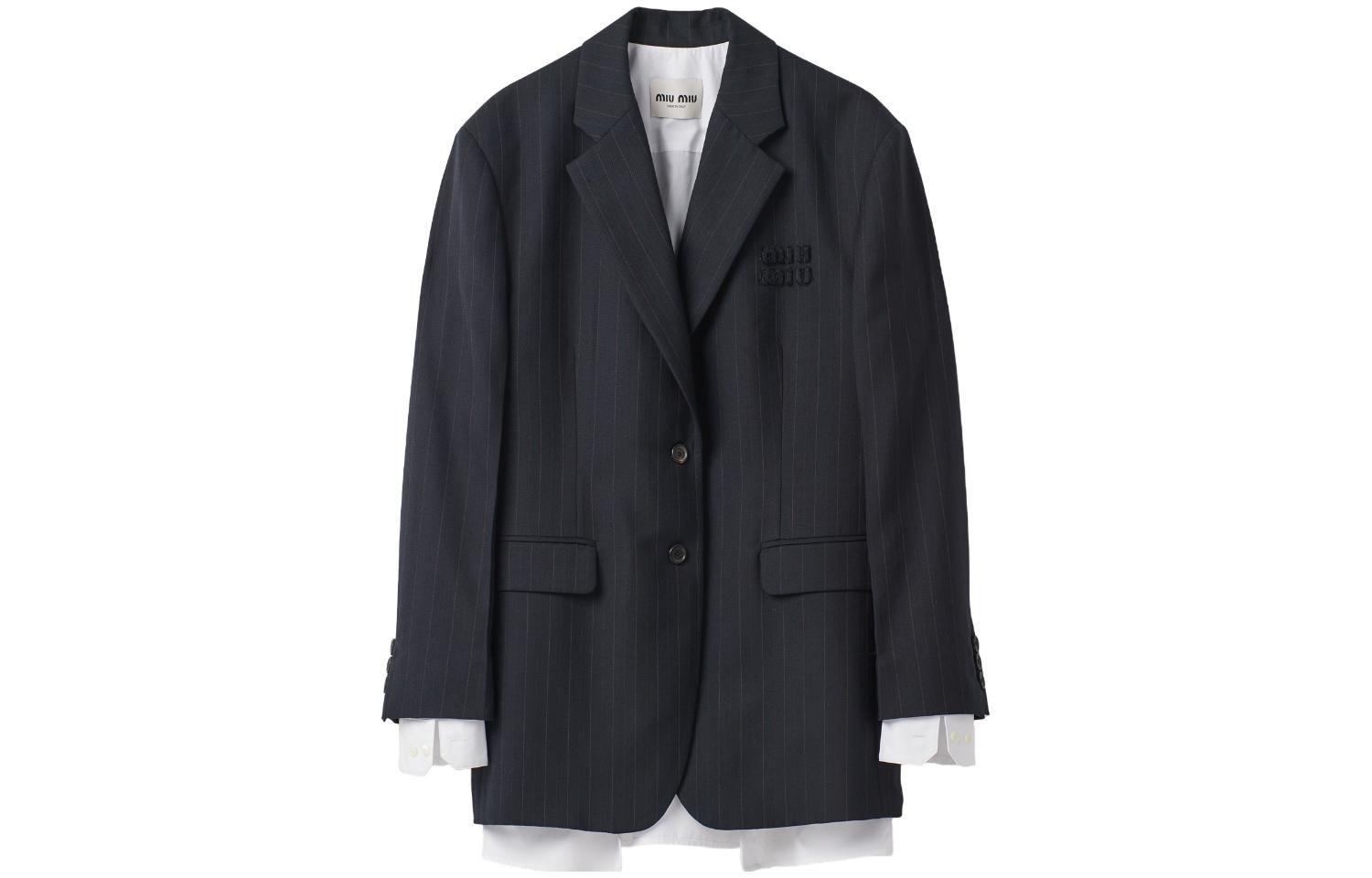 MIU MIU FW23 Business Suit Coat Women's Marine Blue