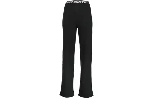 OFF-WHITE logo-waistband straight-leg trousers