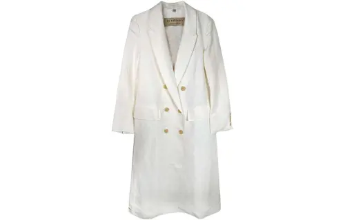 Burberry Coats Women's White Lapel Moderate Straight Fit
