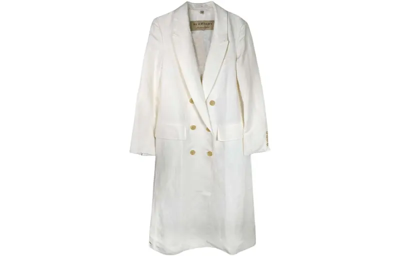 Burberry Coats Women's White Lapel Moderate Straight Fit