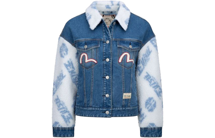 EVISU Patchwork Denim Jacket Women's Denim Blue
