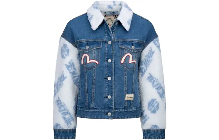 EVISU Patchwork Denim Jacket Women's Denim Blue