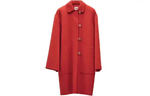 HERMES Velvet Jackets Women's Lipstick Red Lapel Moderate