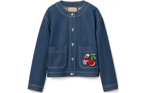 GUCCI FW24 Denim Jacket Women's Dark Blue