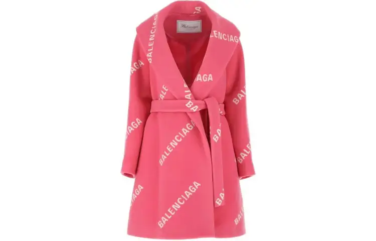 Balenciaga Women's Printed Wool Blend Coat Pink