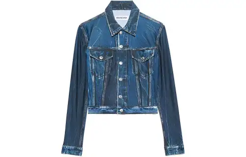 Balenciaga Denim Jackets Women's Dark Blue Lapel Moderate Other