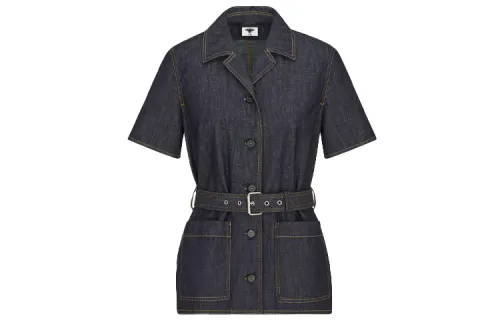 DIOR Quarterly New Products Denim Jackets Women's Dark Blue Lapel Moderate Other