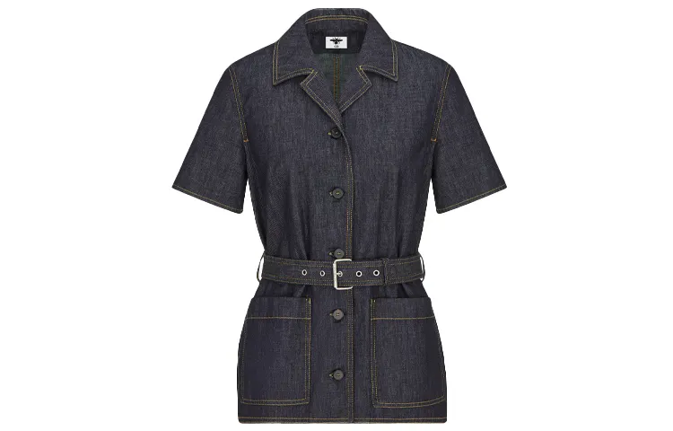 DIOR Quarterly New Products Denim Jackets Women's Dark Blue Lapel Moderate Other