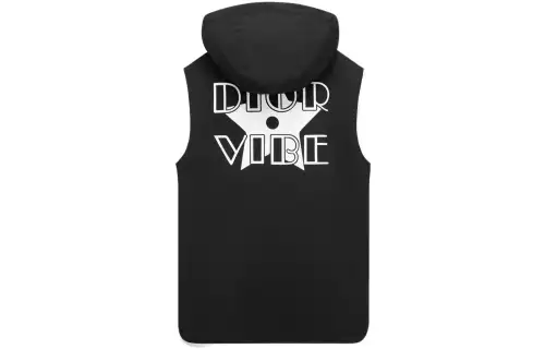 DIOR Vests Women's Black Hooded Non Detachable Moderate