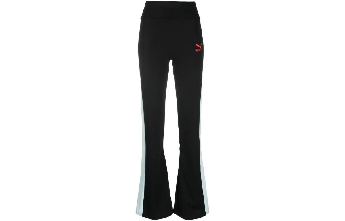 PUMA ESSENTIALS Knitted Sweatpants Women's Black Moderate Flared Pants