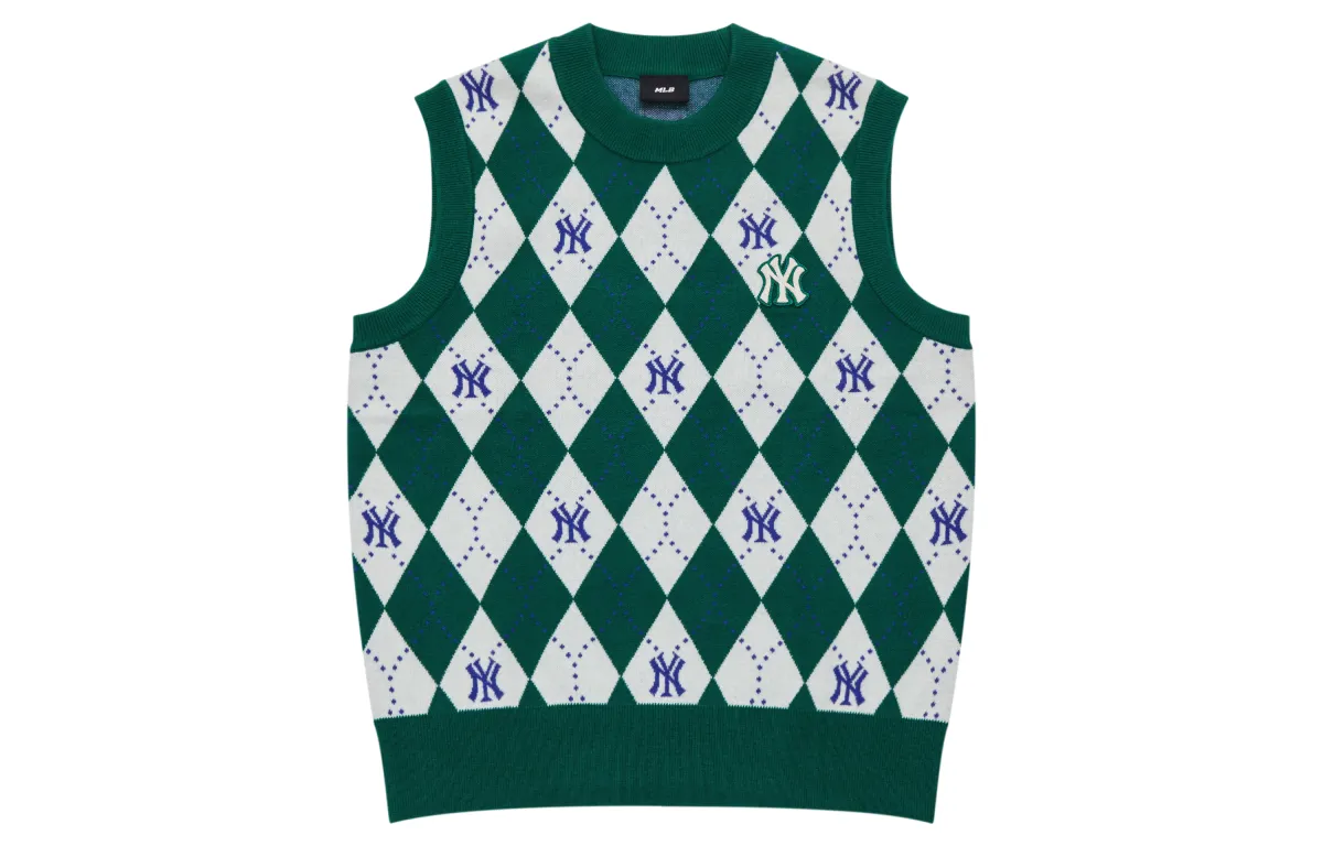 MLB New York Yankees Vests Women's Green Crew Neck Moderate Straight Fit