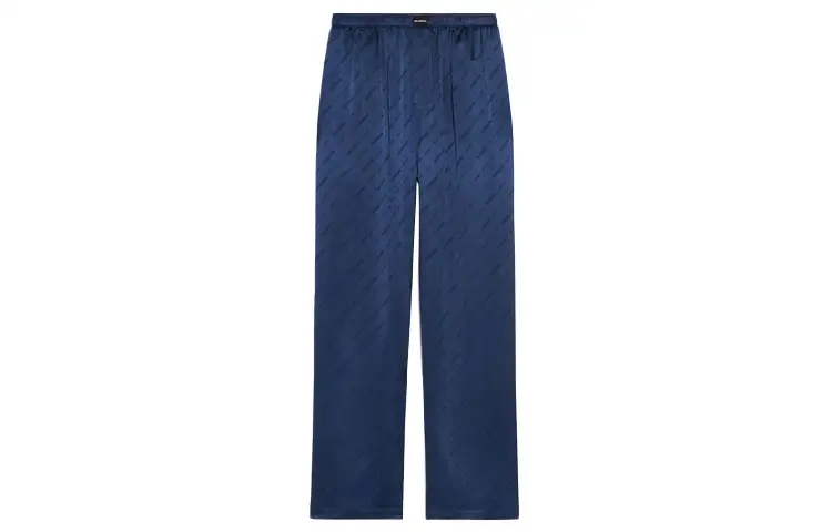 Balenciaga Casual Pants Women's Dark Blue Moderate Wide Leg Pants