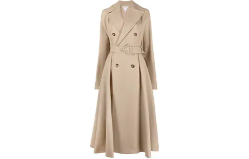 Bottega Veneta Trench Coats Women's Khaki Lapel Moderate