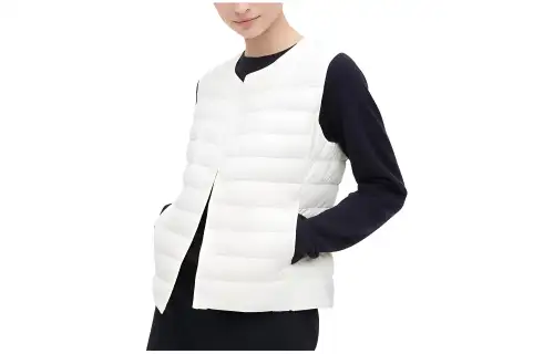 UNIQLO Down Vests Women's Ivory V Neck Moderate Other