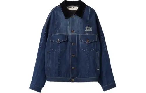 MIU MIU SS24 Denim Jacket Women's Marine Blue