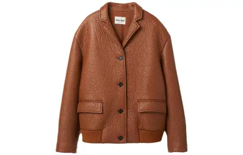 MIU MIU Leather Jacket Women's Brown
