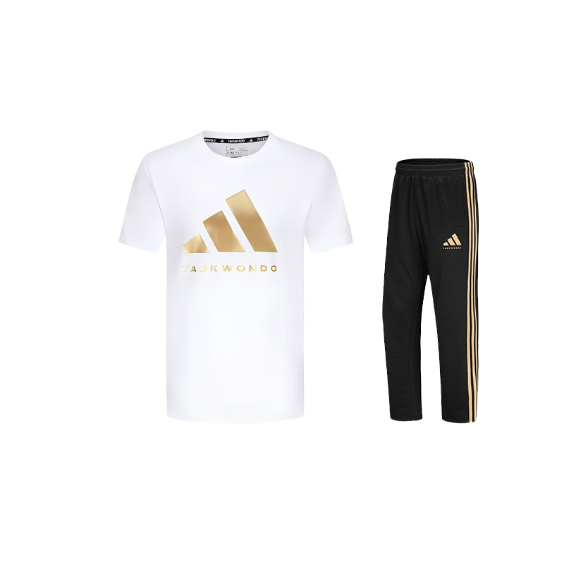 Adidas Taekwondo Casual Sportswear Unisex Set White Gold+Black Gold