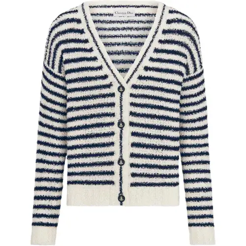 DIOR Knitwear Women's White V Neck Moderate Cardigan