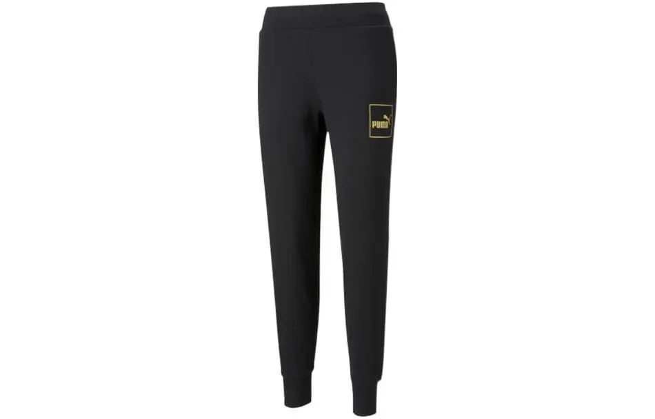PUMA Knitted Sweatpants Women's Black Moderate Cuffed Pants