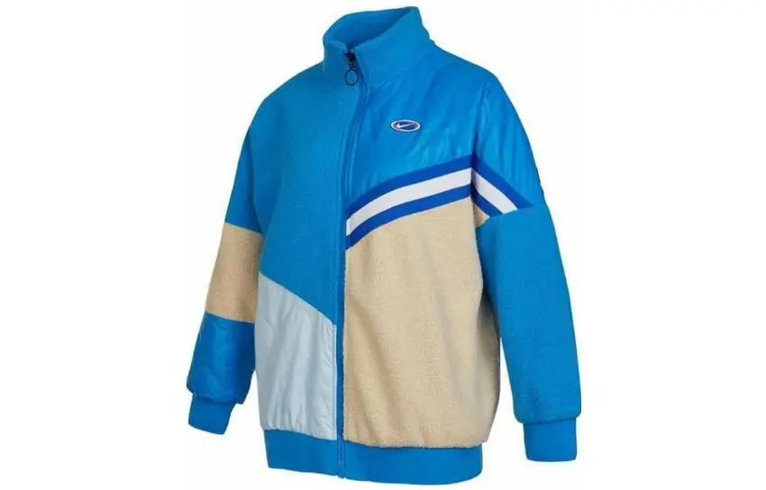 Nike Velvet Jackets Women's Blue Stand Collar Moderate