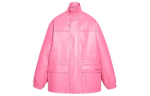 Balenciaga Parka Coats Women's Pink Stand Collar Moderate