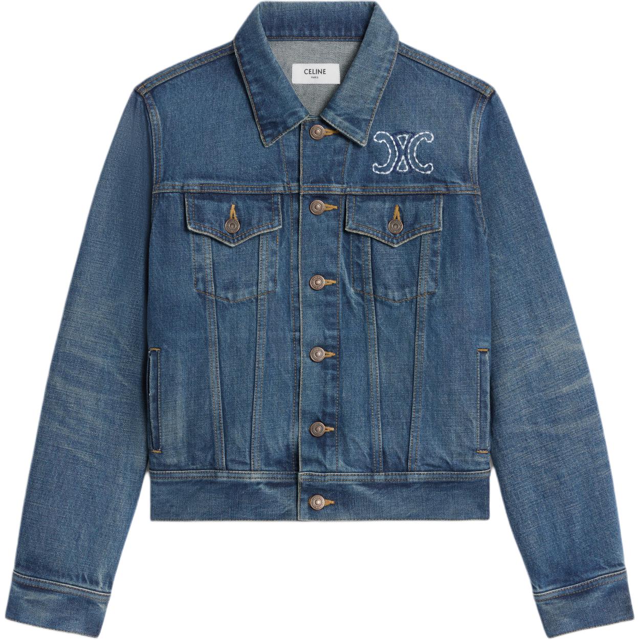 CELINE Collared Button Up Denim Jacket