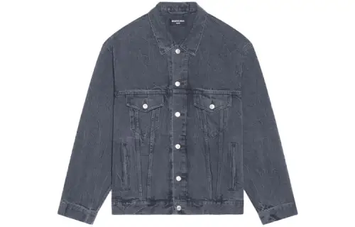 Balenciaga Denim Jackets Women's Blue Lapel Moderate Straight Fit