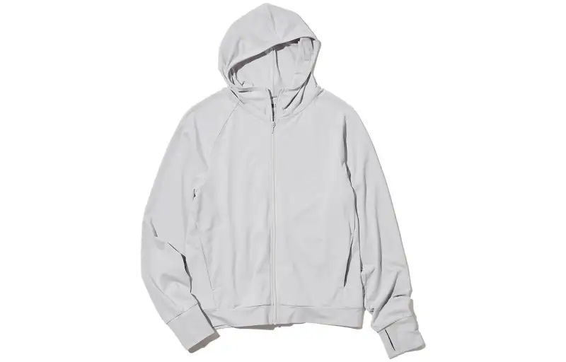 UNIQLO Sun Protection Clothing Women's Light Mist Gray Hooded Moderate
