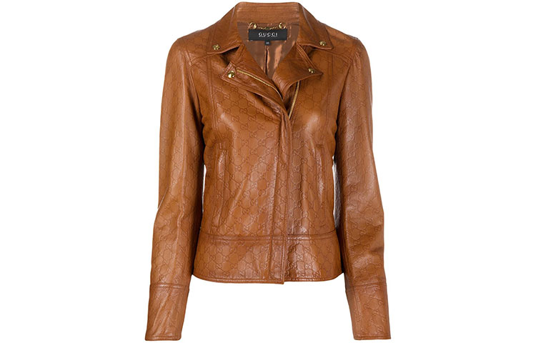 GUCCI Leather Jackets Women's Umber Lapel Moderate