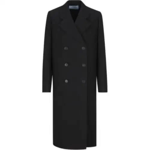 PRADA Coats Women's Black Lapel Moderate Straight Fit