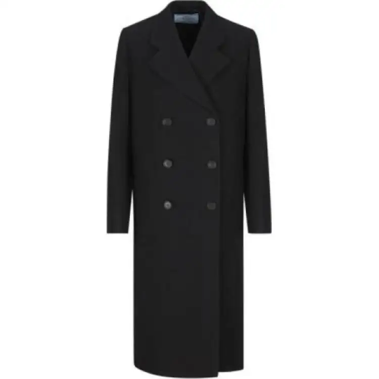 PRADA Coats Women's Black Lapel Moderate Straight Fit