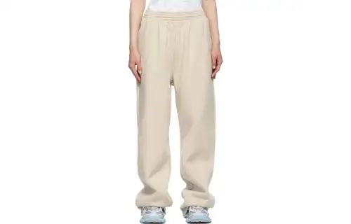 Balenciaga Knitted Sweatpants Women's Beige Moderate Straight Fit Pants