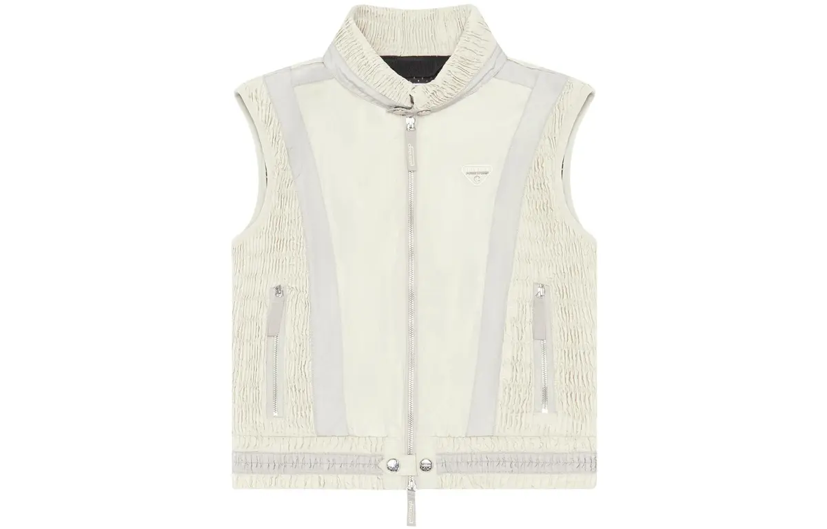 DIESEL Vests Women's White Stand Collar Moderate Straight Fit