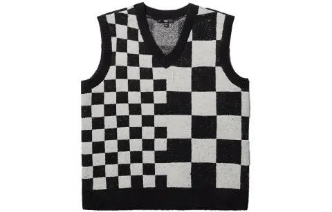 Vans Vests Women's Black White Checkerboard V-neck Moderate Other