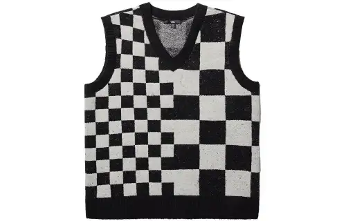 Vans Vests Women's Black White Checkerboard V Neck Moderate Other