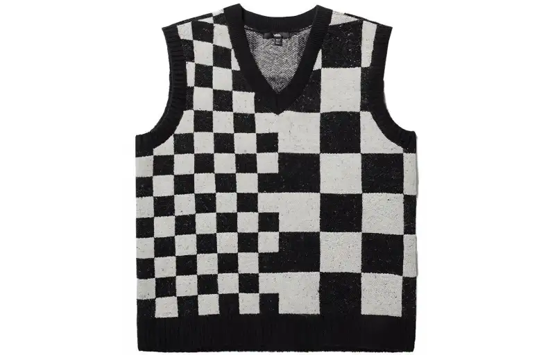 Vans Vests Women's Black White Checkerboard V Neck Moderate Other