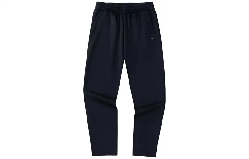 Anta Logo Print Pattern With Elastic Waist Straight Cut Fleece Lined Sweatpants Women's Black