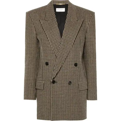 SAINT LAURENT Checked Double-Breasted Blazer