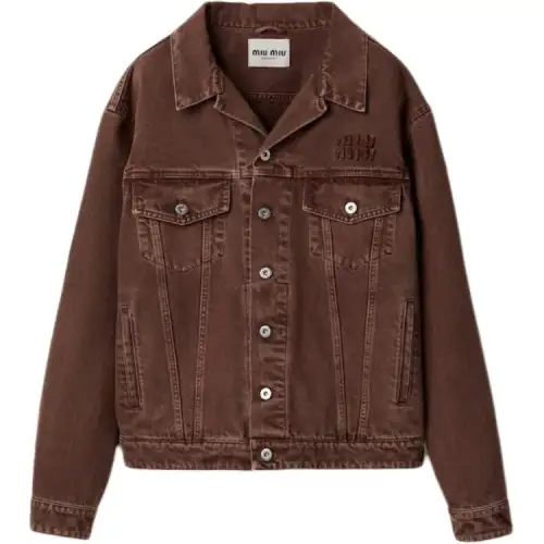 MIU MIU Japanese denim long-sleeve, brown jacket, with your logo imprint, print