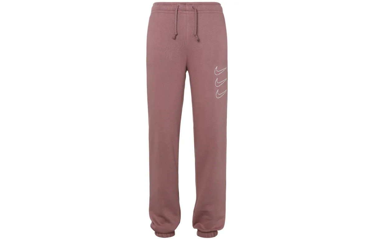 Nike Knitted Sweatpants Women's Light Mulberry Red Thickened Sweatpants