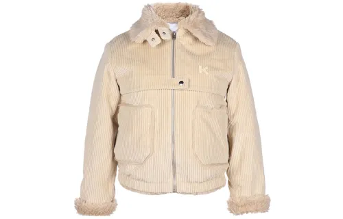 KENZO Parka Coats Women's Beige Lapel Moderate