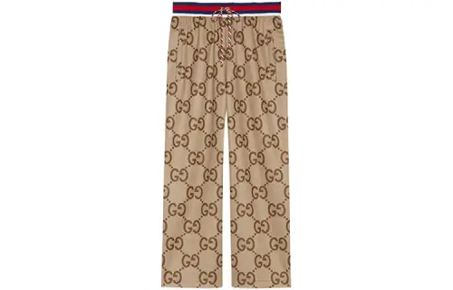 GUCCI SS22 Knitted Sweatpants Women's Camel