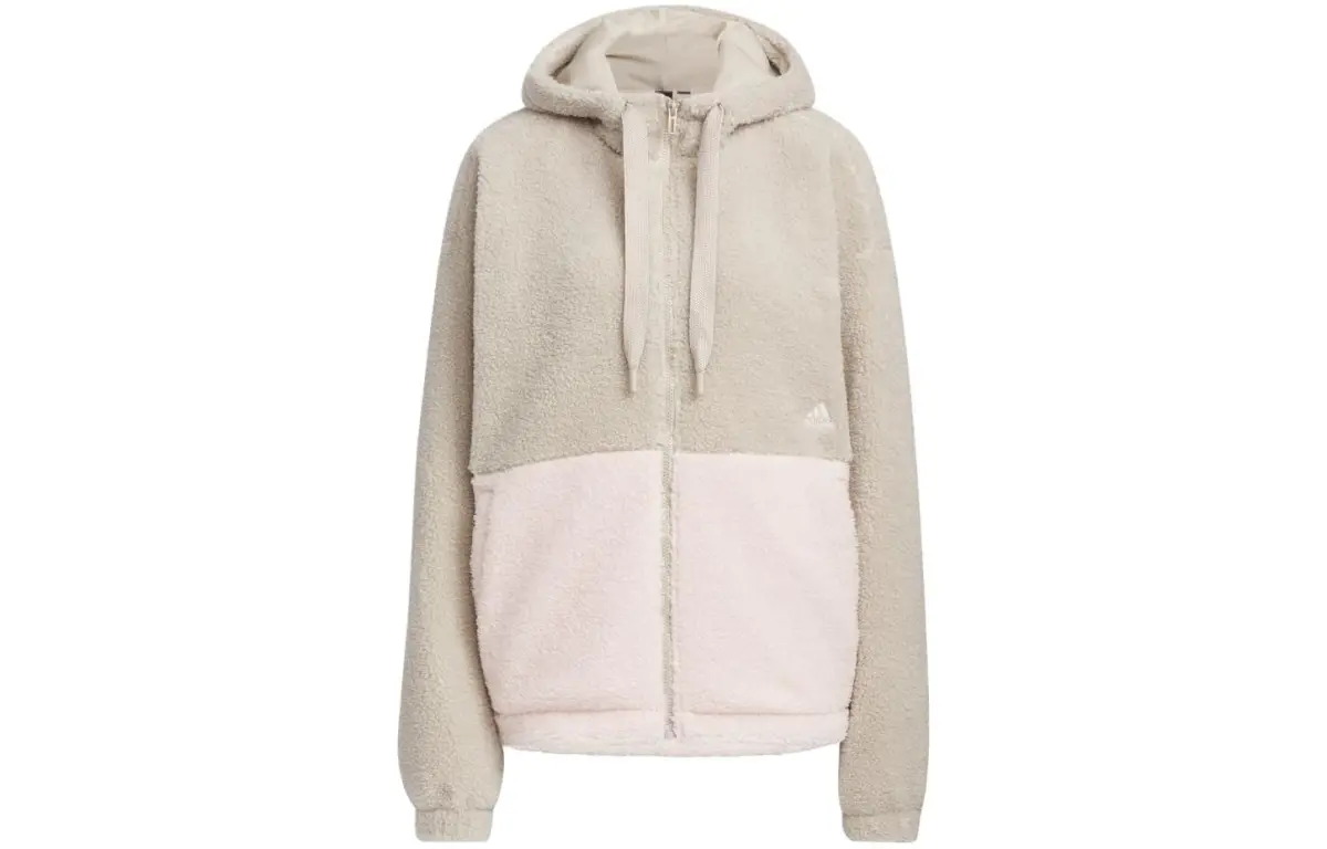 Adidas Velvet Jackets Women's Beige Hooded Moderate