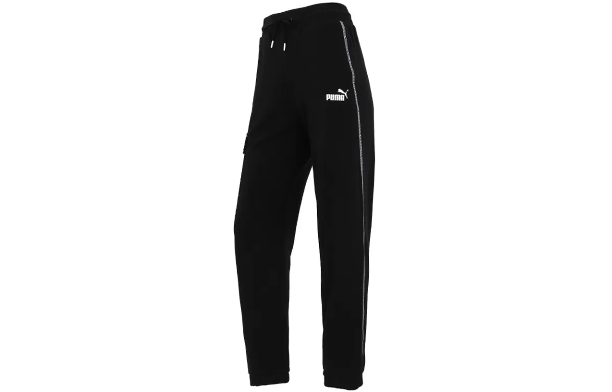 PUMA Knitted Sweatpants Women's Black Moderate Straight Fit Pants